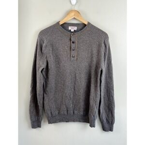 Wallace & Barnes Sweater Mens M Gray Henley Marled Wool Blend Casual Preppy